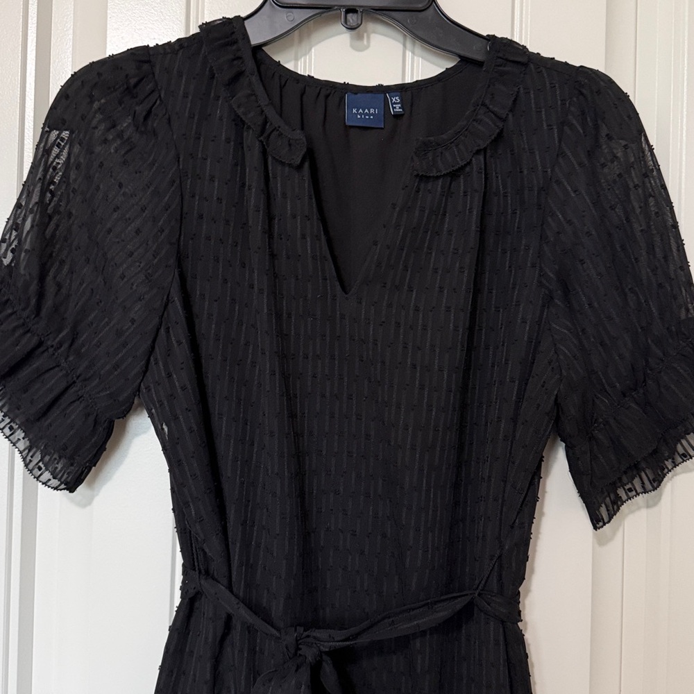 Kaari Blue -Black Mini Dress with Tie Waist